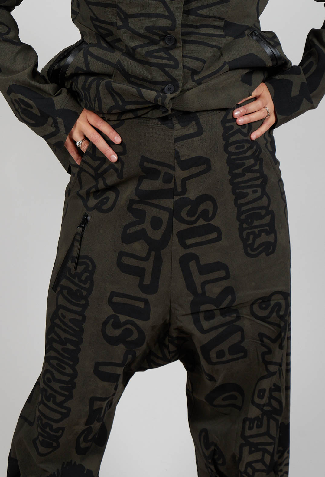 Relaxed Drop Crotch Trousers in Jungle Big Print