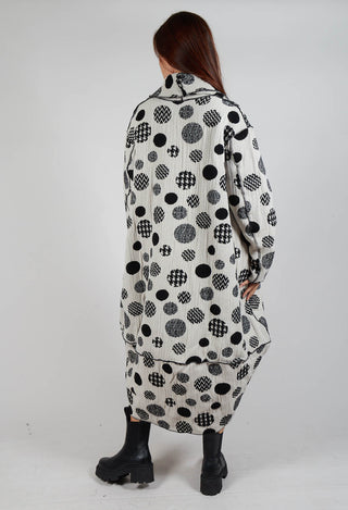 Relaxed Fit Coat in White with Black Pois