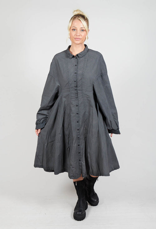 Relaxed Fit Shirt Dress in Coal Cloud