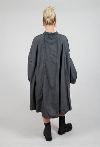 Relaxed Fit Shirt Dress in Coal Cloud