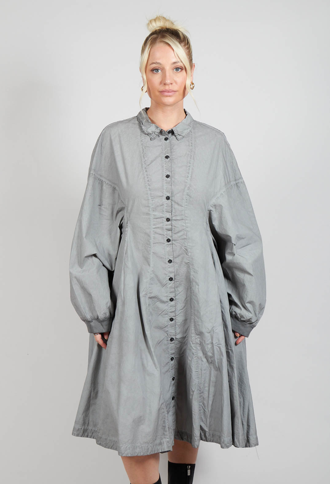 Relaxed Fit Shirt Dress in Pencil Cloud