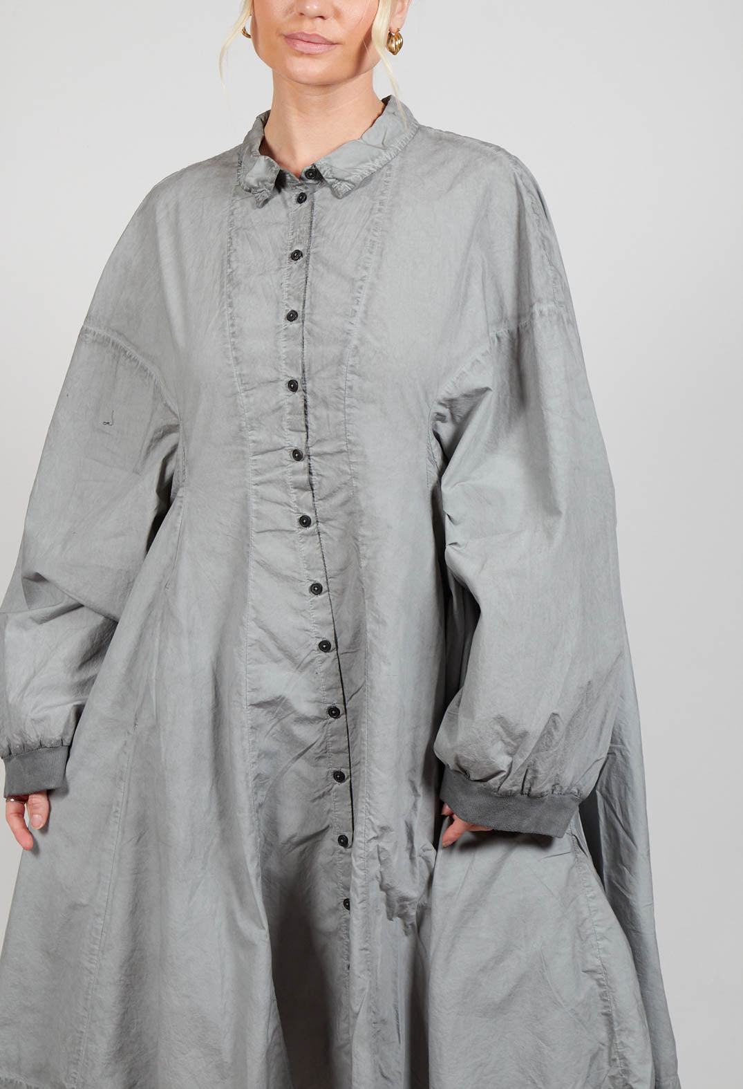 Relaxed Fit Shirt Dress in Pencil Cloud