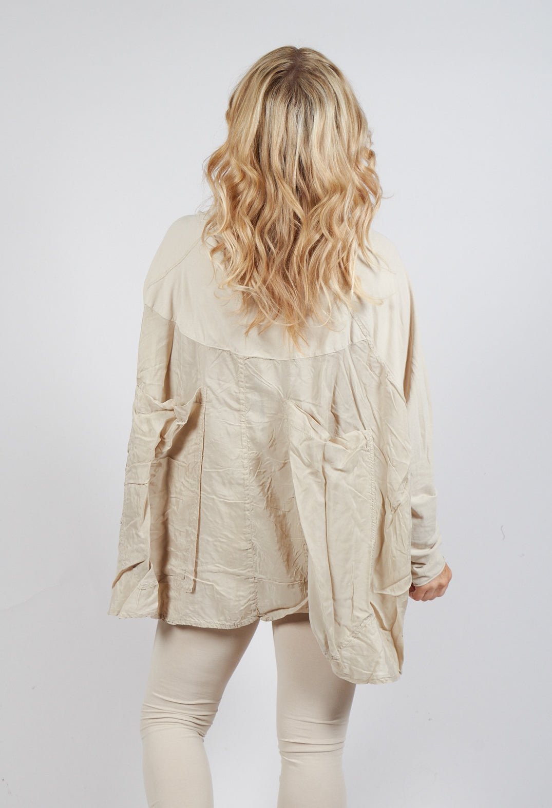 Relaxed Open Roll Neck Top in Camel Cloud