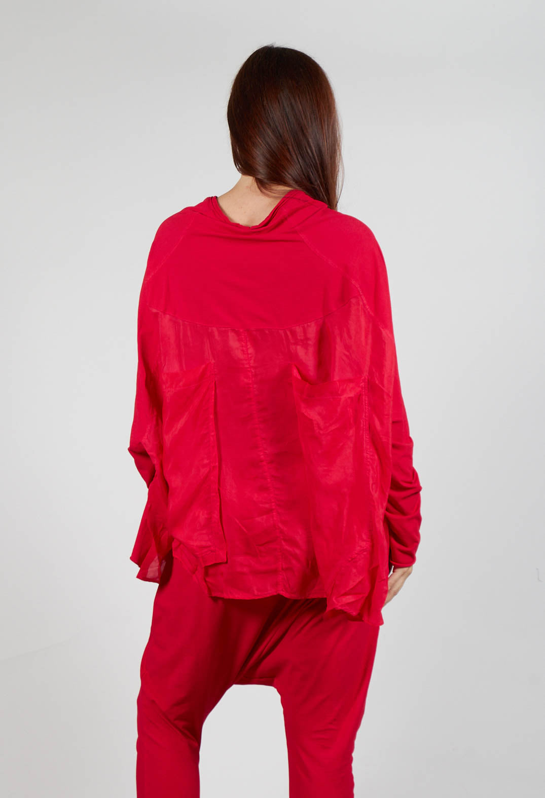 Relaxed Open Roll Neck Top in Cardinal Cloud