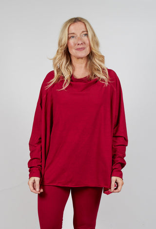 Relaxed Open Roll Neck Top in Sunset Cloud