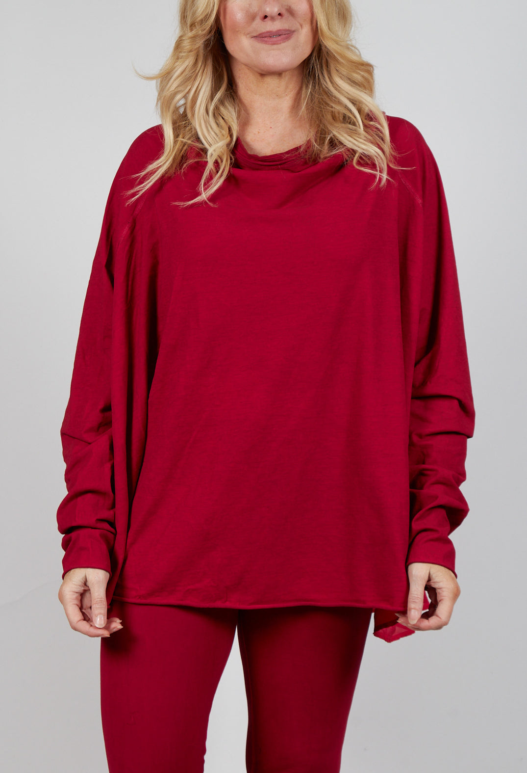 Relaxed Open Roll Neck Top in Sunset Cloud