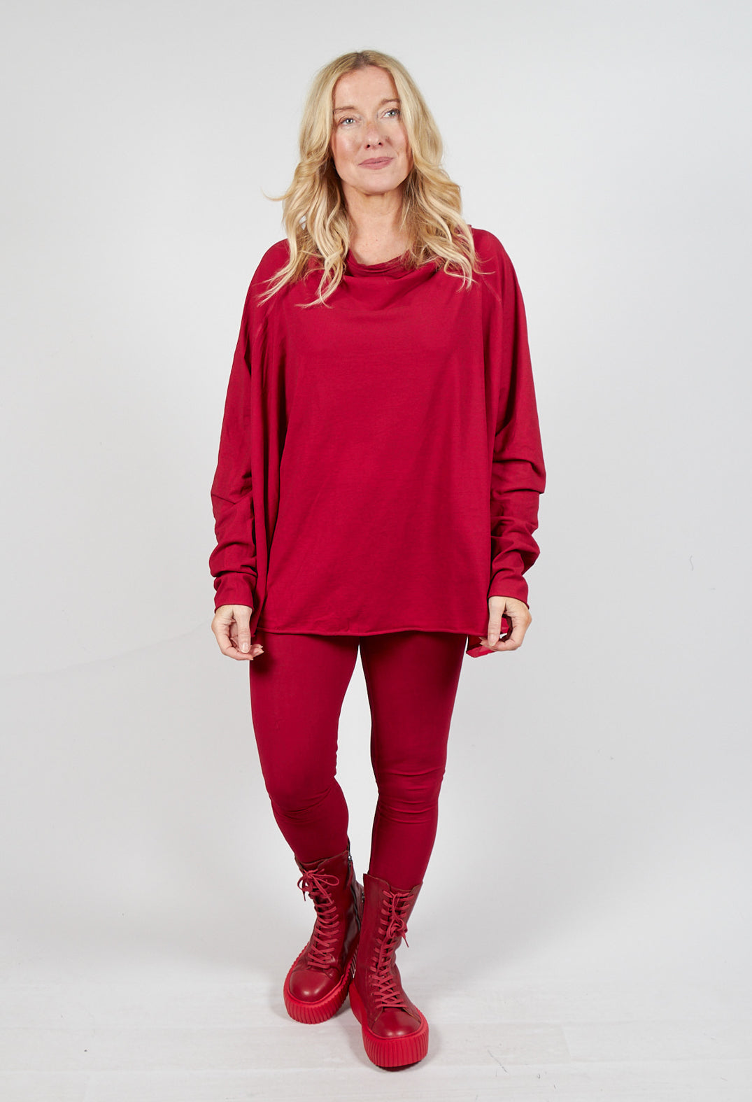 Relaxed Open Roll Neck Top in Sunset Cloud