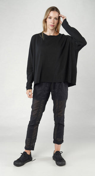 PRE-ORDER -  Relaxed Sweatshirt with Ribbed Hem in Semi Bleach (Pictured in Black)