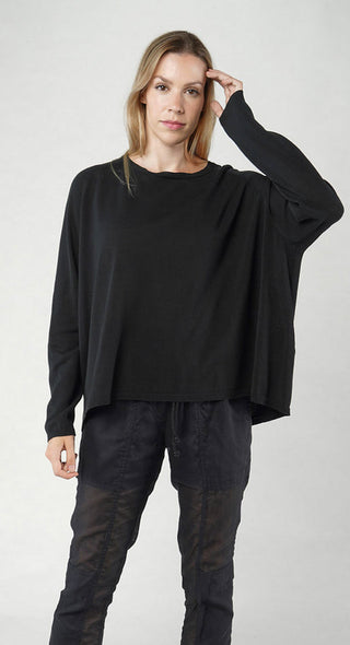 PRE-ORDER -  Relaxed Sweatshirt with Ribbed Hem in Ink (Pictured in Black)