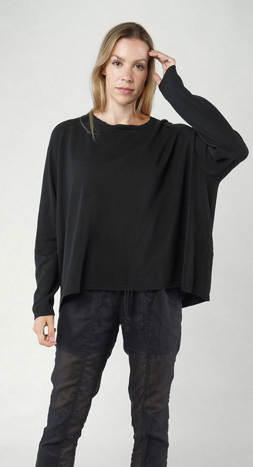 PRE-ORDER -  Relaxed Sweatshirt with Ribbed Hem in Ocean (Pictured in Black)