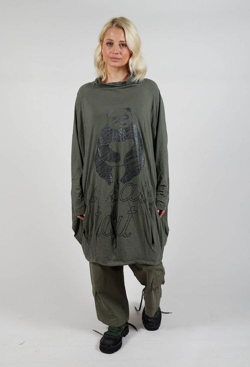 Relaxed Tunic Dress with Motif in Camp Shiny Print