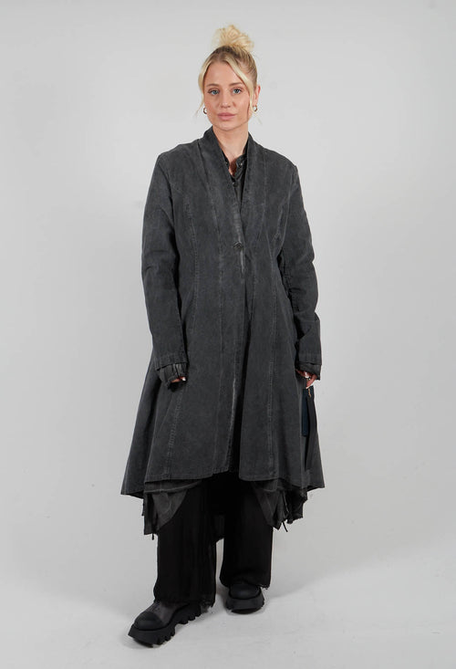 Reversible Coat in Velluto Cannete and Raso Viscosa Grey Storm