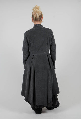 Reversible Coat in Velluto Cannete and Raso Viscosa Grey Storm