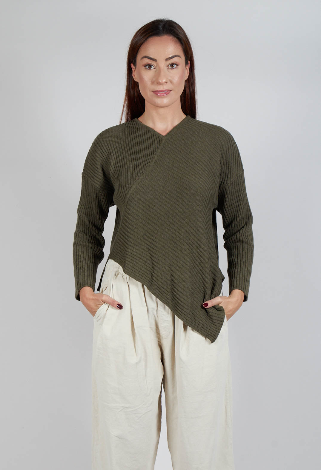 Rib Knit Jumper in Khaki