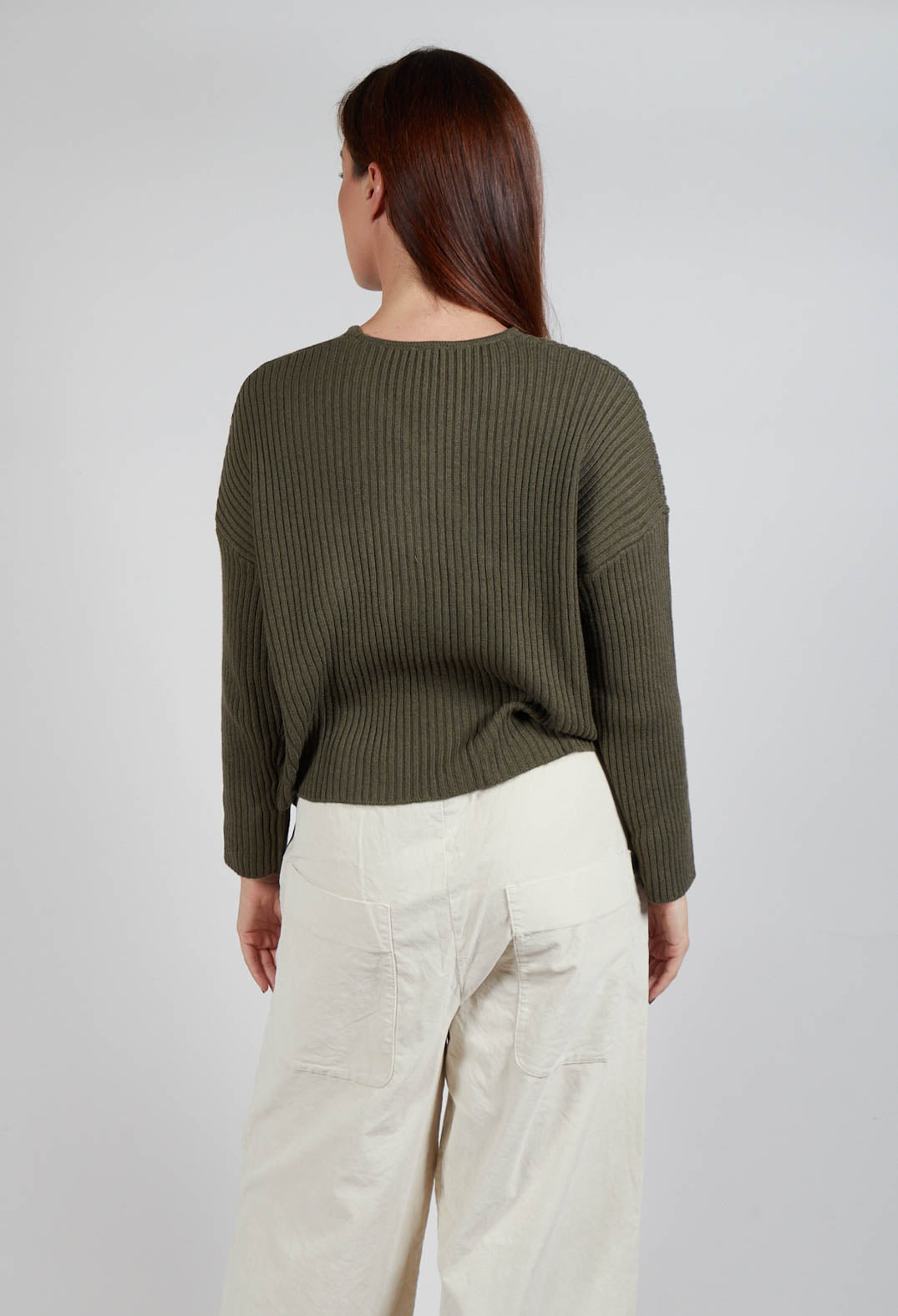 Rib Knit Jumper in Khaki