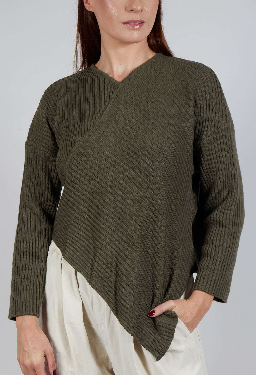 Rib Knit Jumper in Khaki