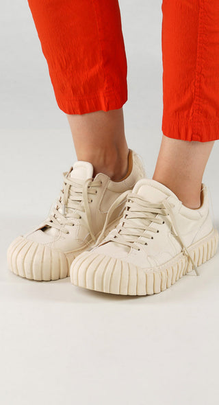 PRE-ORDER -  Ribbed Creeper Sole Trainers in Greige