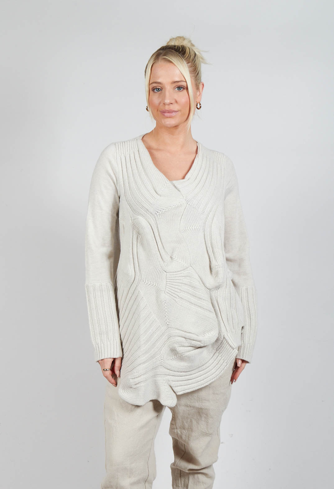 Ribbed Jumper in Bone Mel