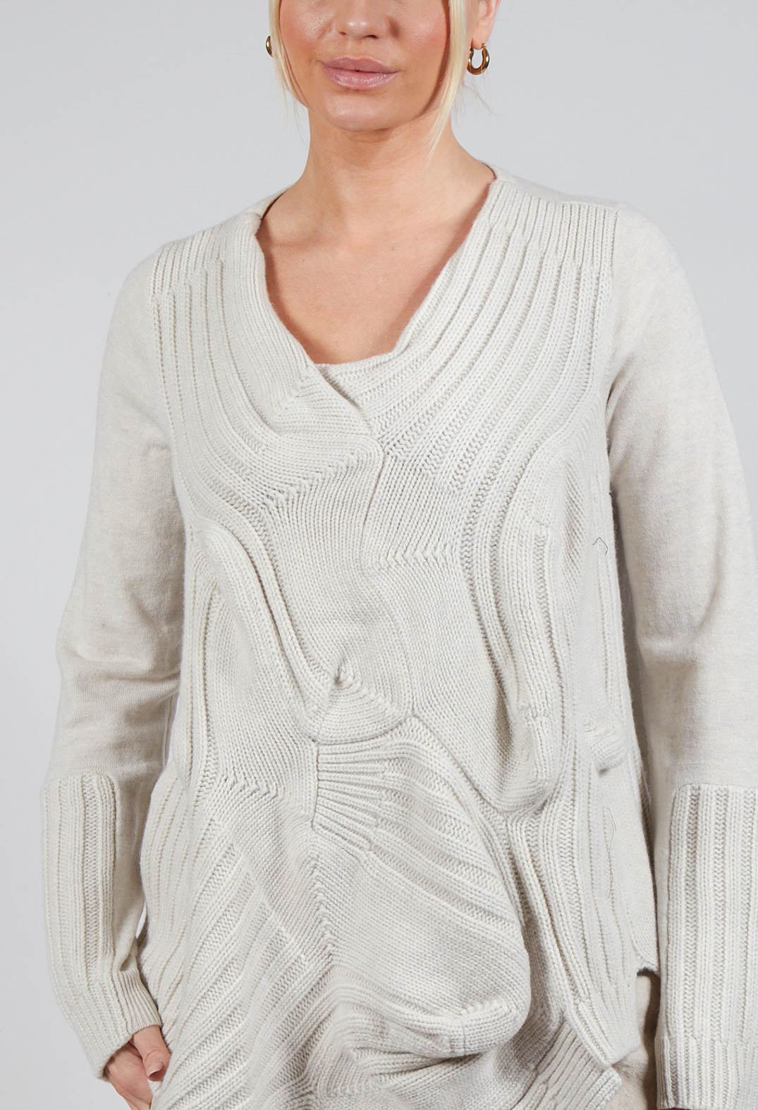 Ribbed Jumper in Bone Mel