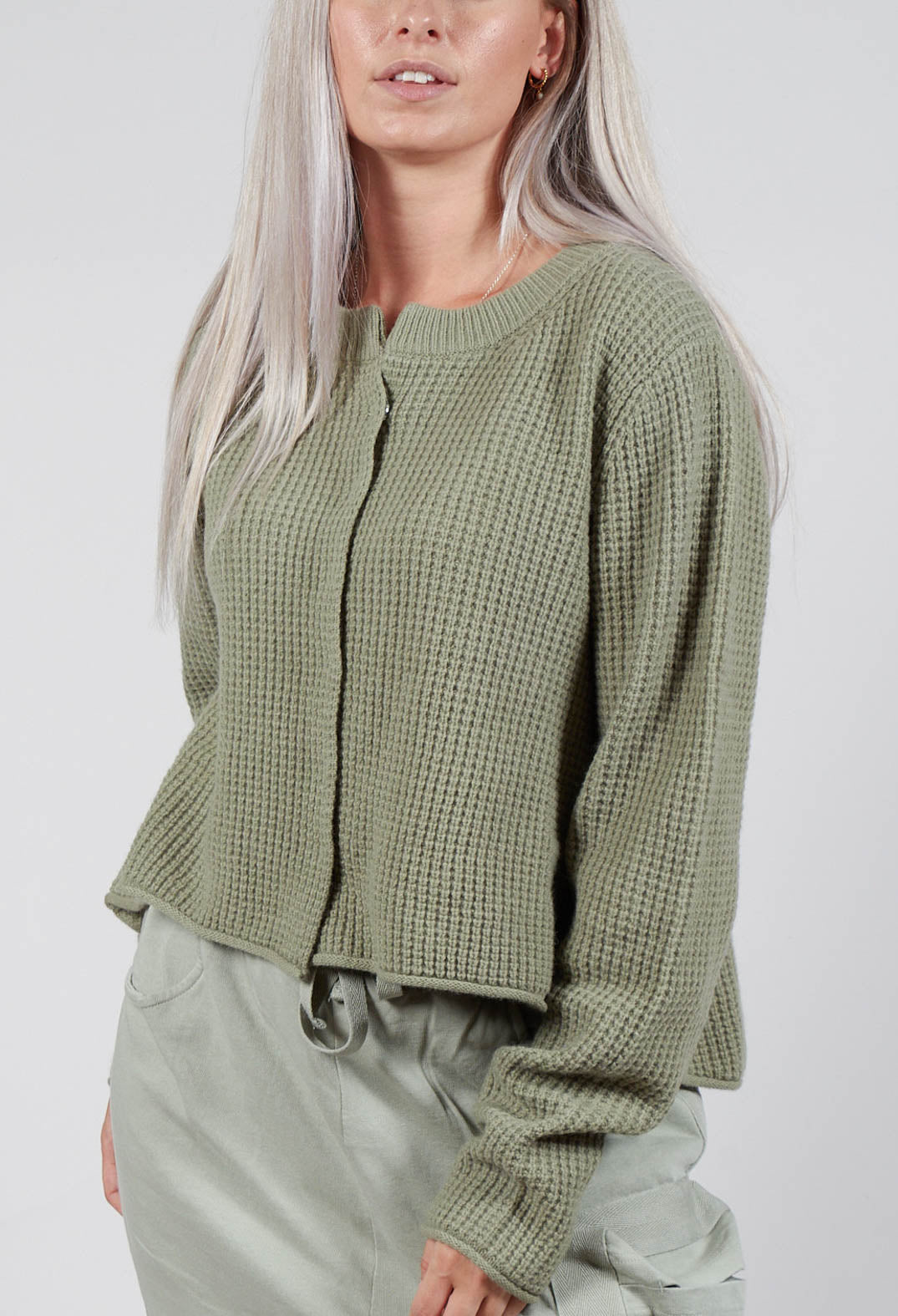 Ribbed Knit Cardigan in Defender