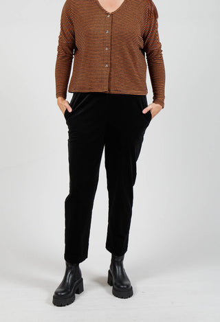 Ribbed Pull On Trousers in Nero