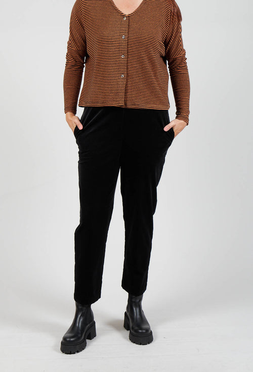 Ribbed Pull On Trousers in Nero