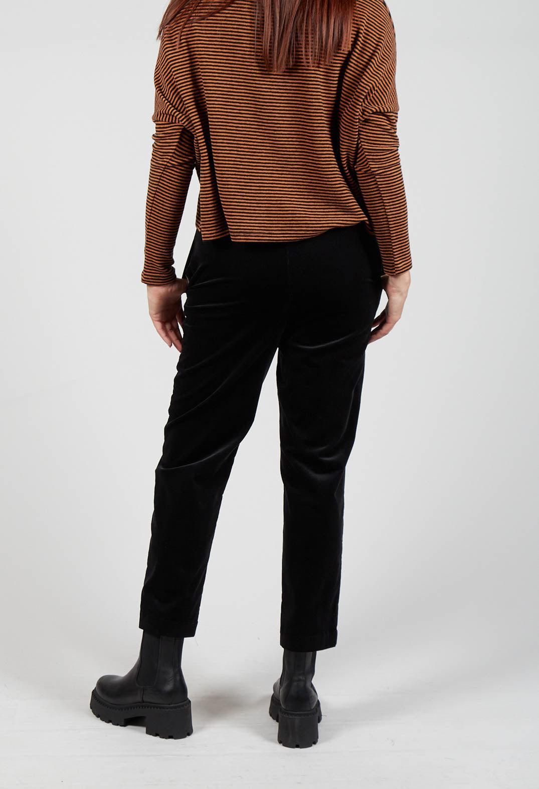 Ribbed Pull On Trousers in Nero