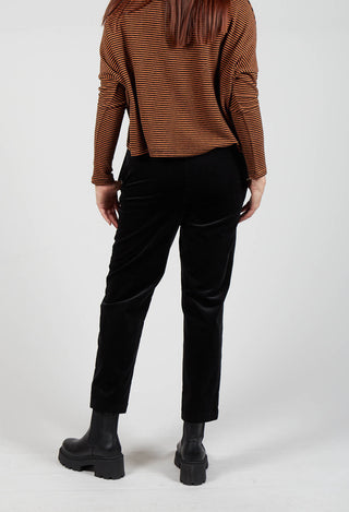 Ribbed Pull On Trousers in Nero