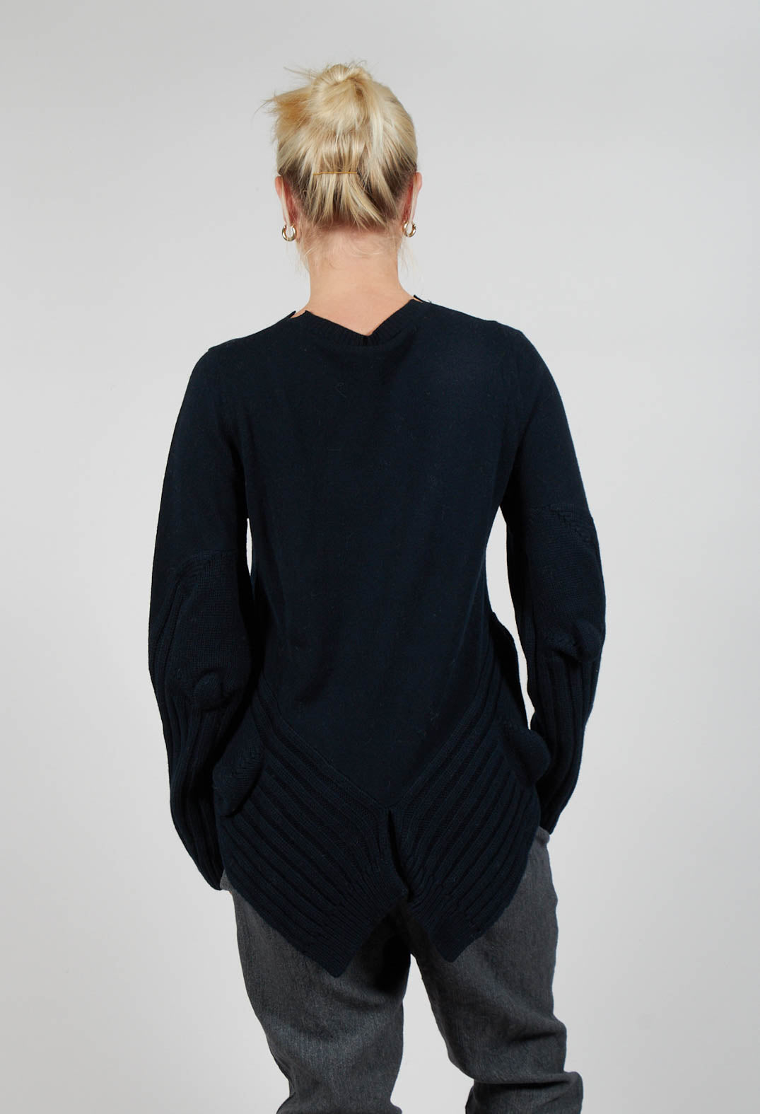 Ribbed Sleeve Jumper in Black