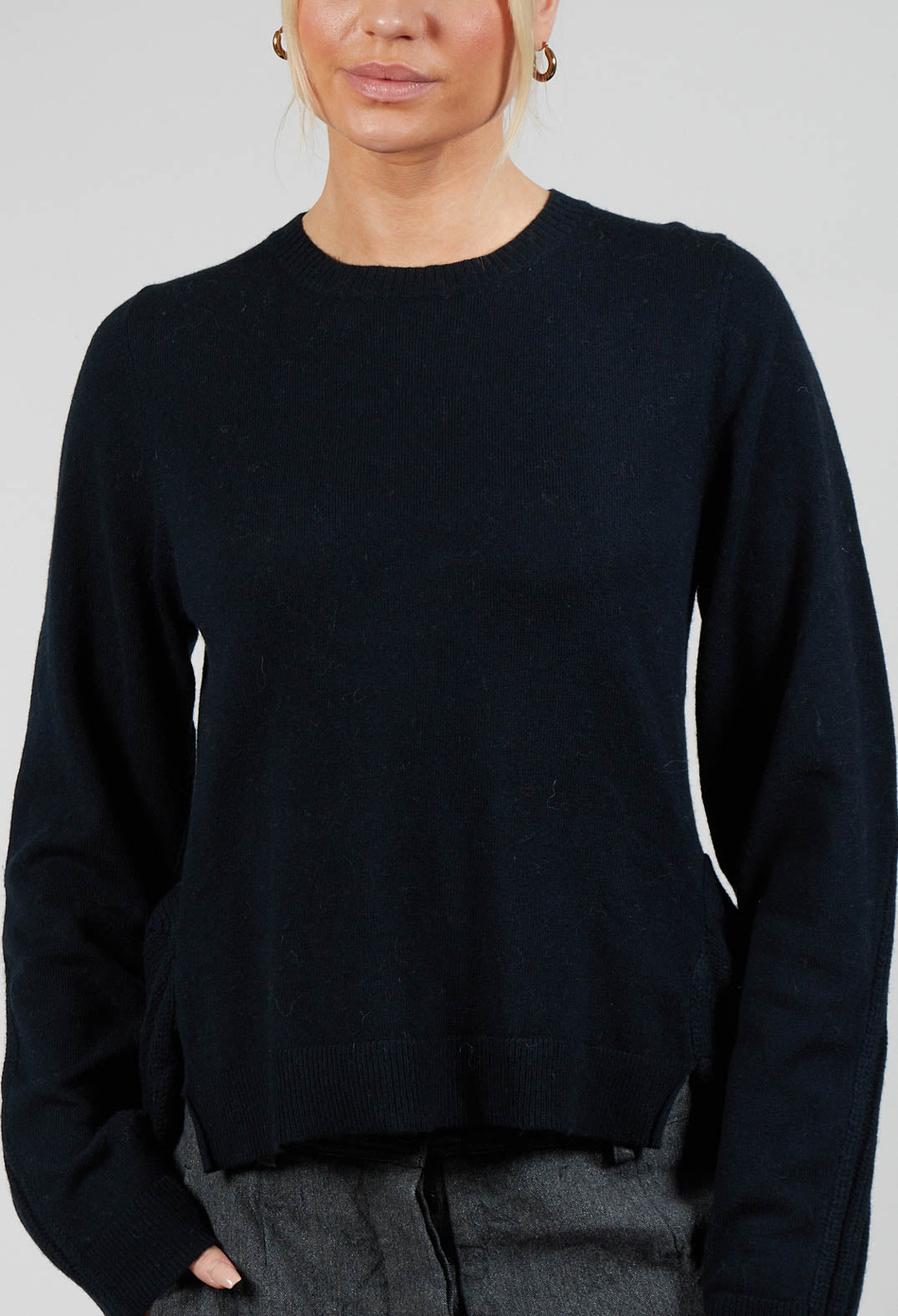 Ribbed Sleeve Jumper in Black