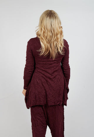 Roll Neck Crinkle Top in Merlot