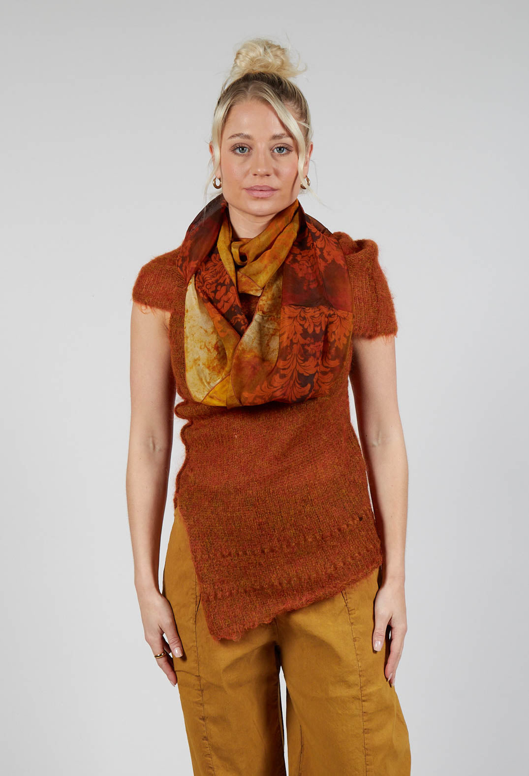 Roll Neck Knitted Vest in Tumeric