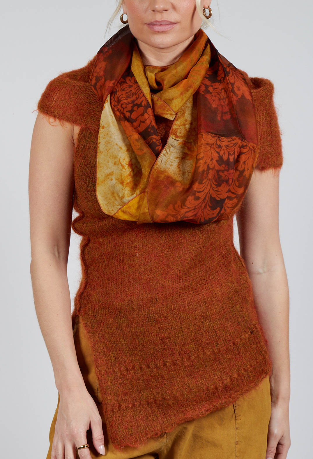 Roll Neck Knitted Vest in Tumeric