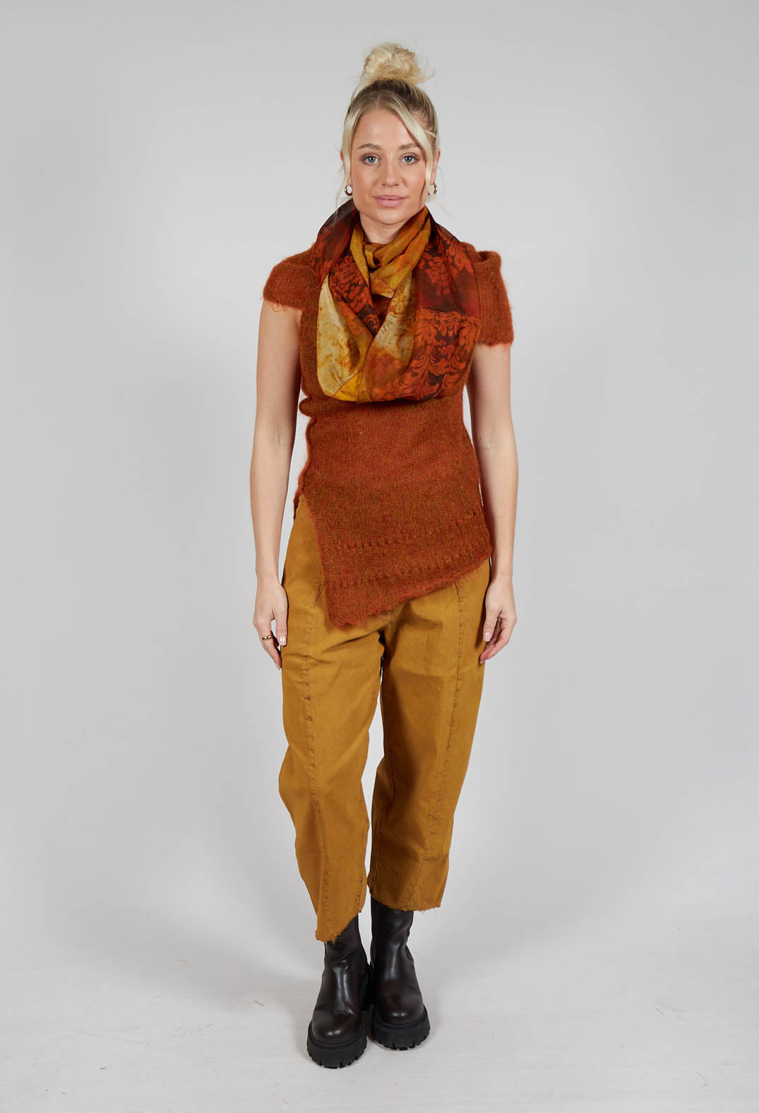 Roll Neck Knitted Vest in Tumeric