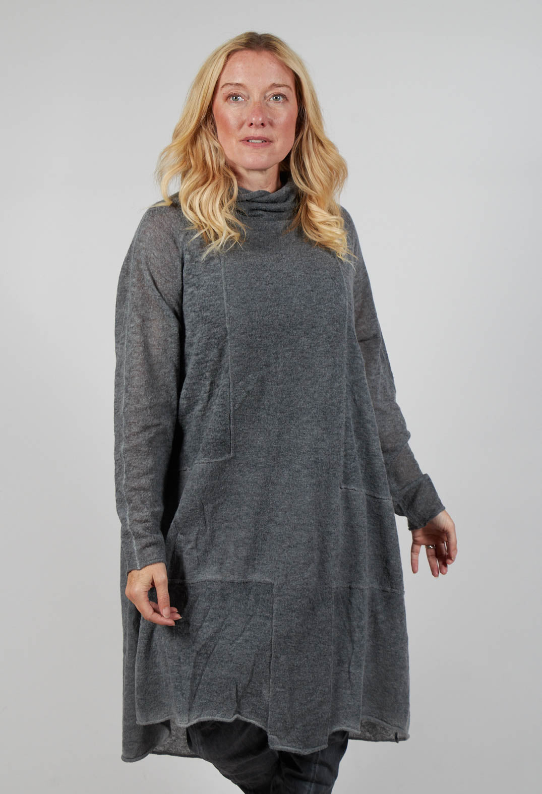 Rolled Neckline Tunic in Coal Cloud