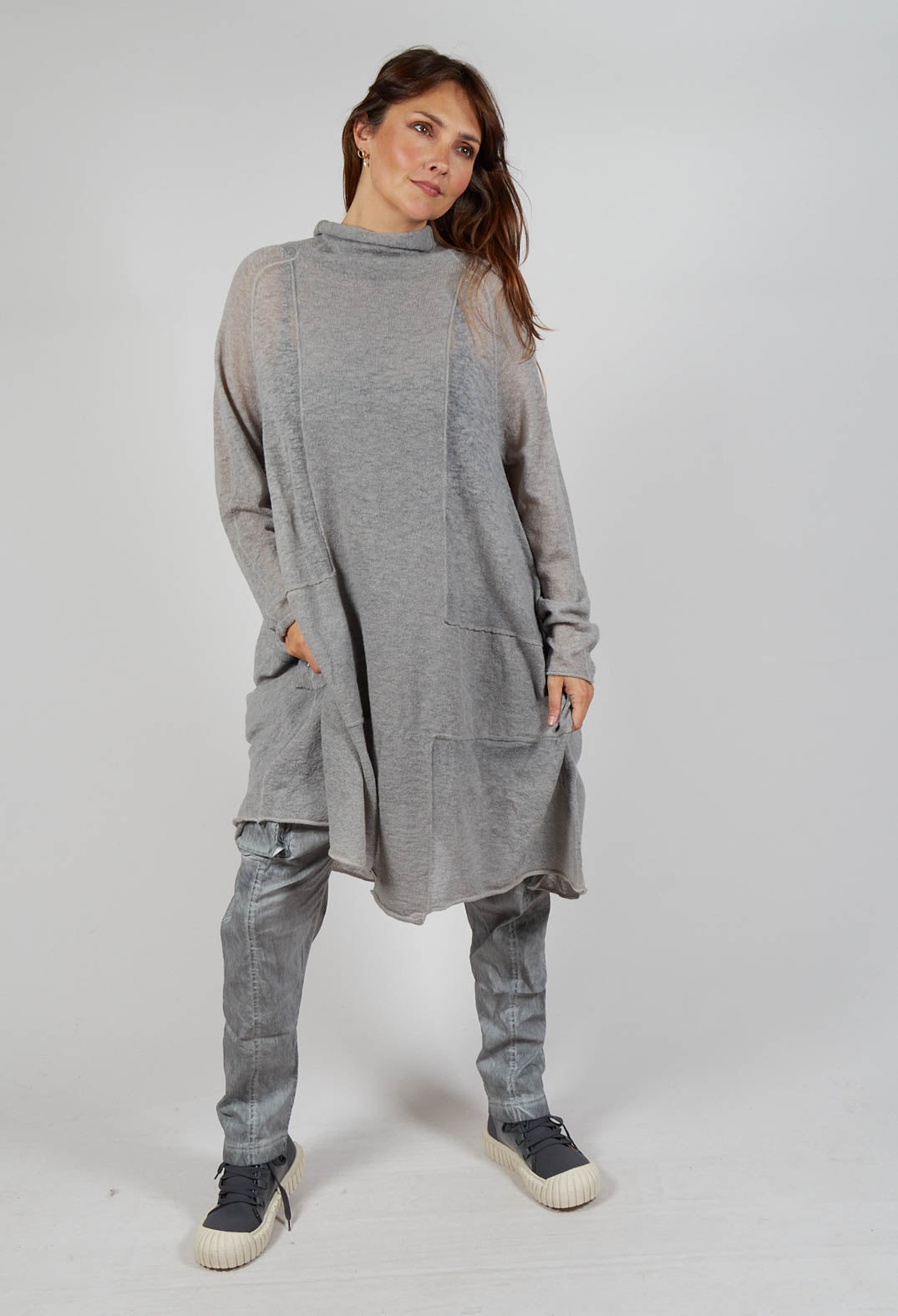 Rolled Neckline Tunic in Pencil Cloud