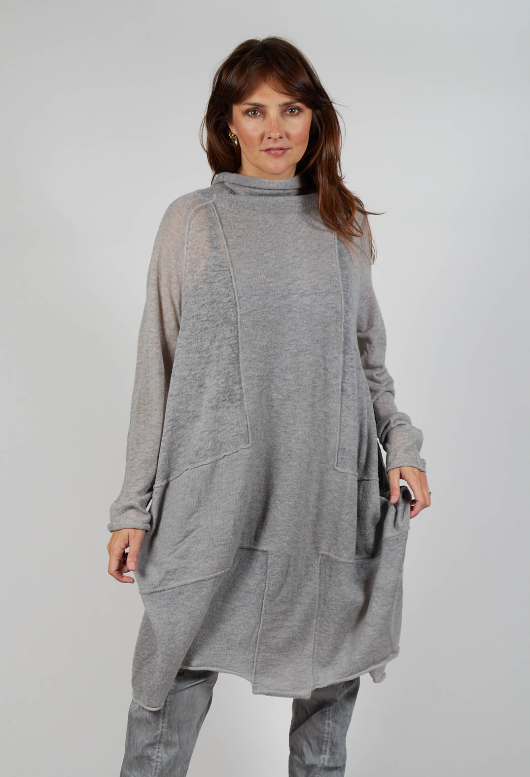 Rolled Neckline Tunic in Pencil Cloud