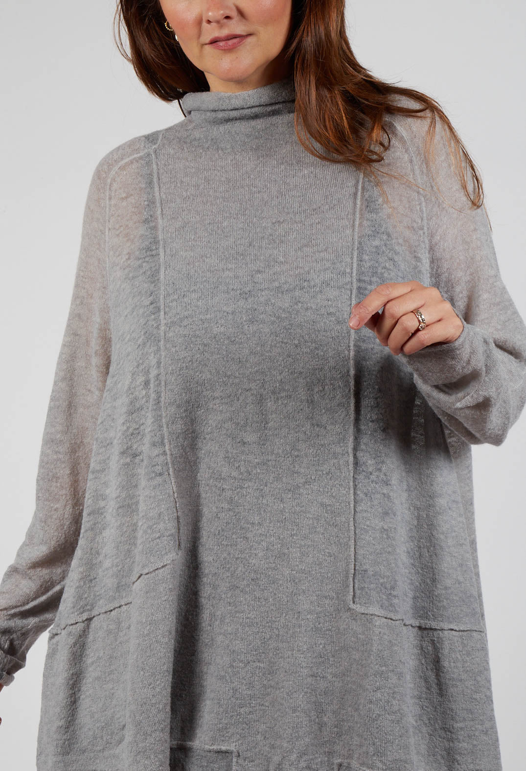 Rolled Neckline Tunic in Pencil Cloud