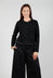 Round Neck Cardigan with Pleated Hem in Nero