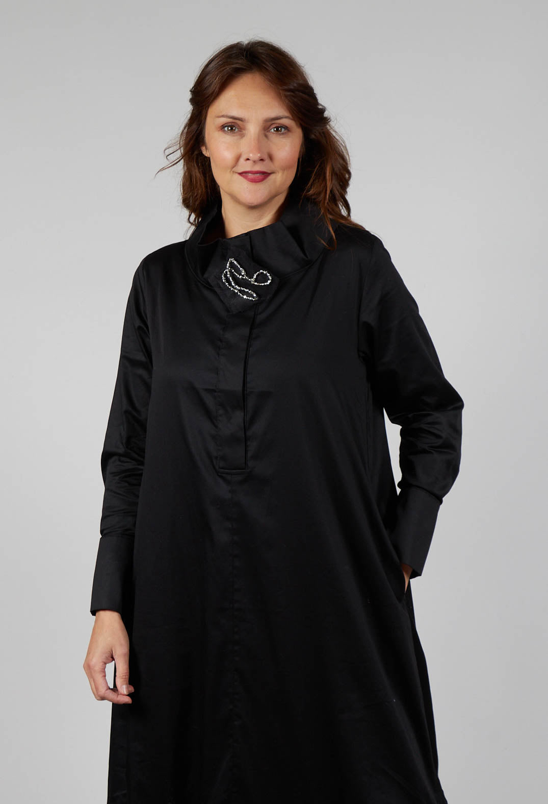 Ruched Hem Dress in Black