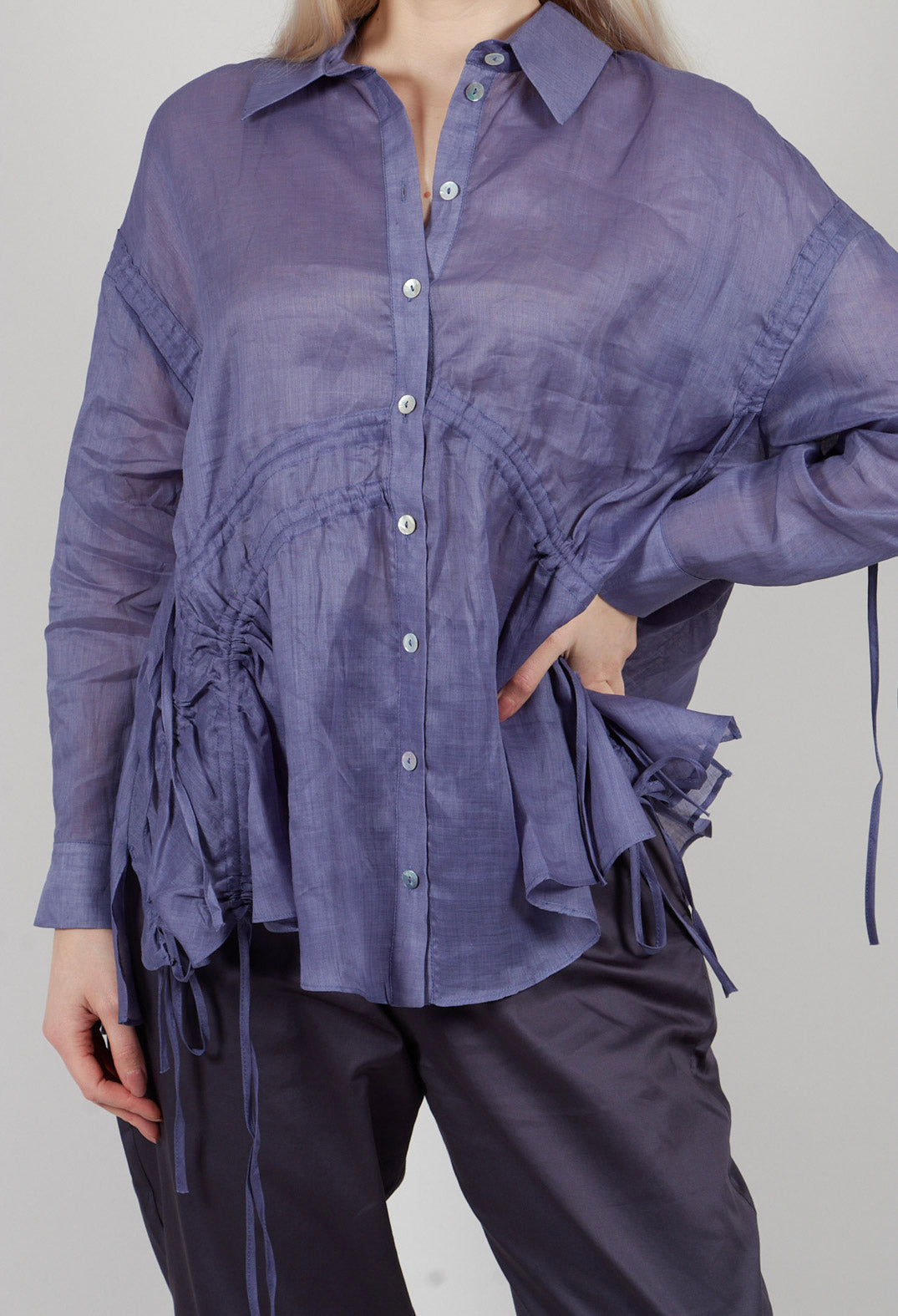 Ruched Shirt in Indigo