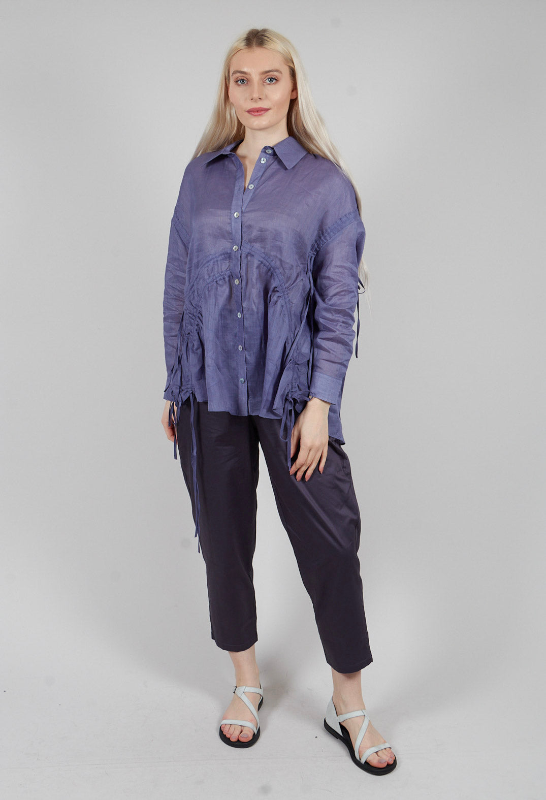 Ruched Shirt in Indigo