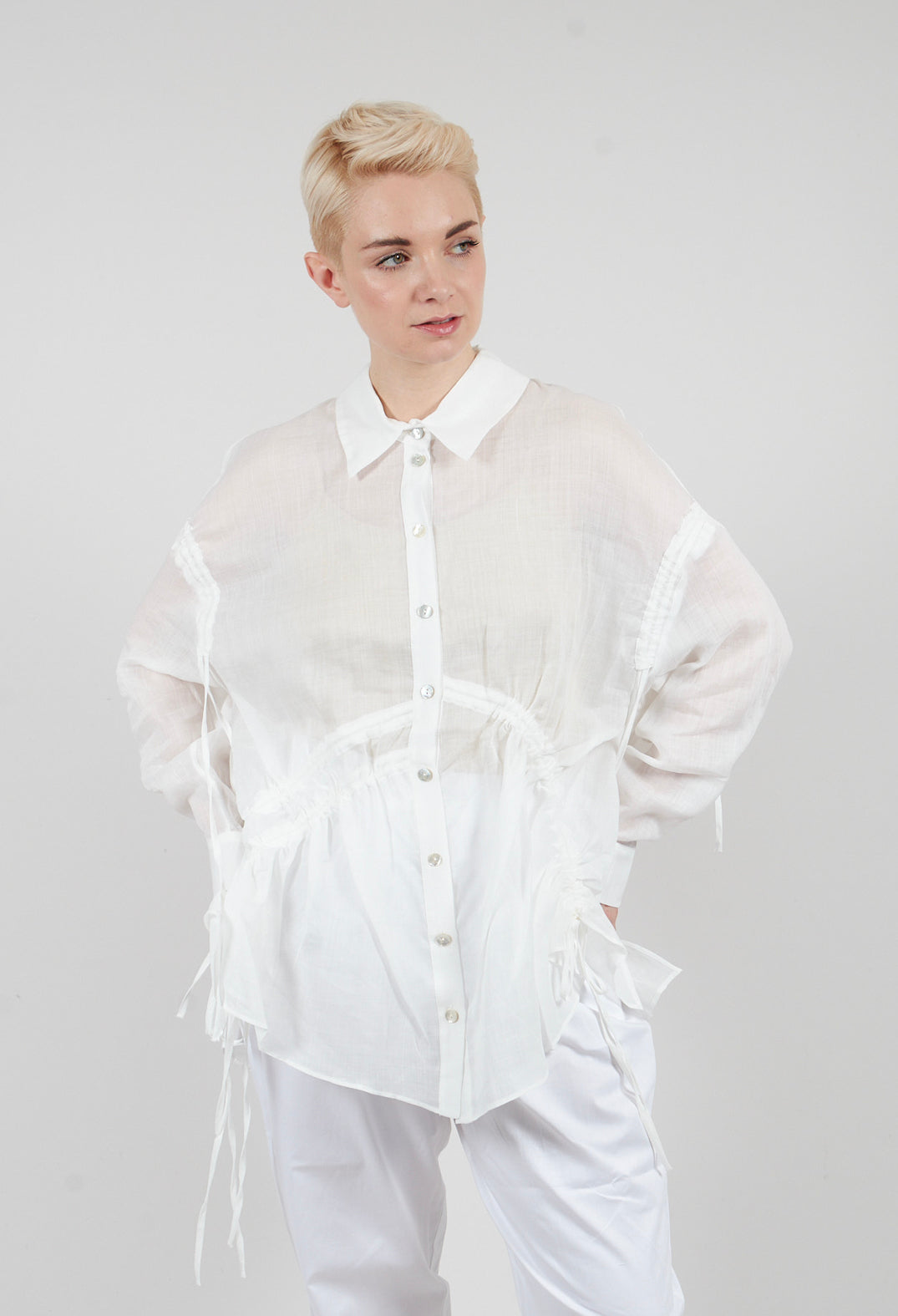 Ruched Shirt in White