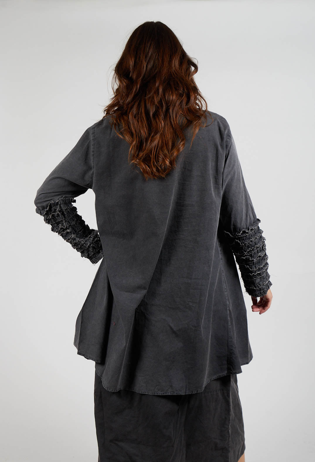 Ruffle A-Line Tunic in Pewter