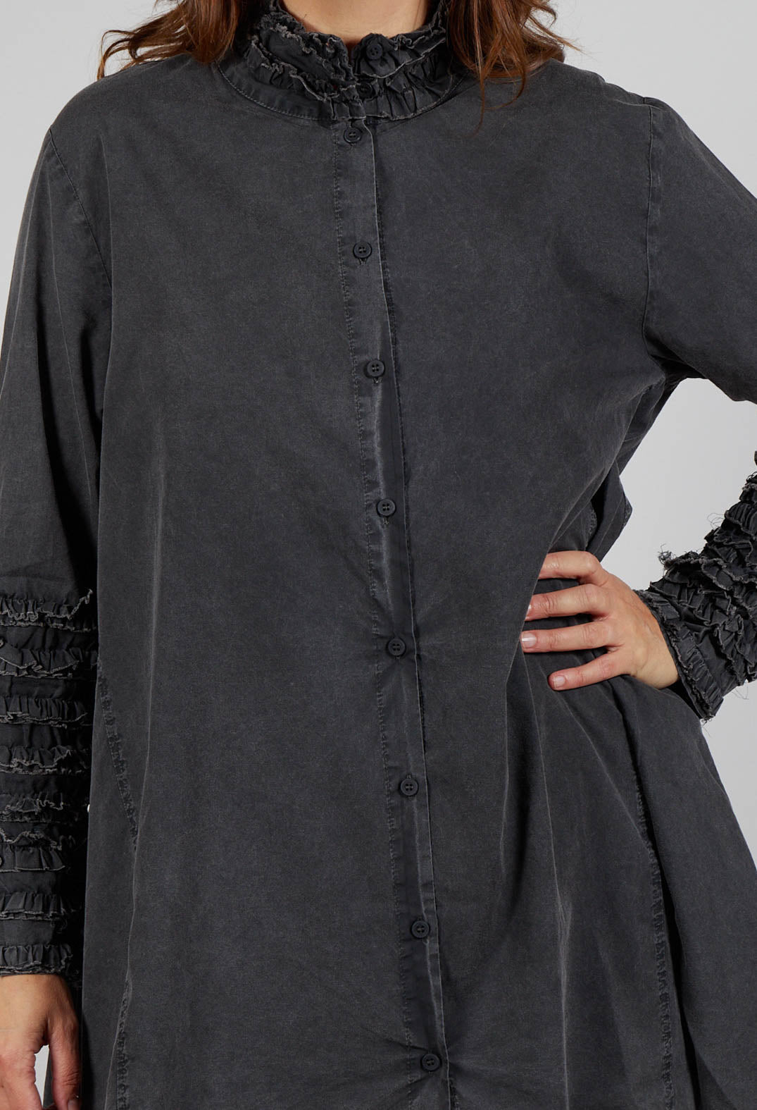 Ruffle A-Line Tunic in Pewter