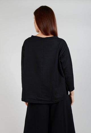 Ruffle Front Relaxed Jumper in Black