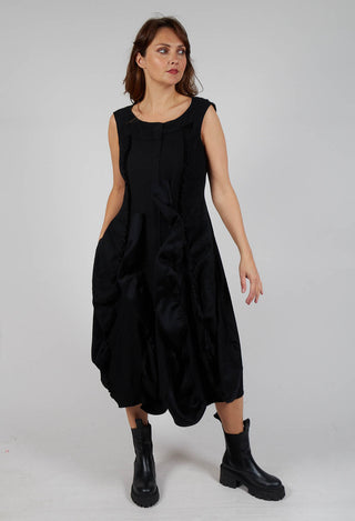 Ruffle Seam Dress in Black