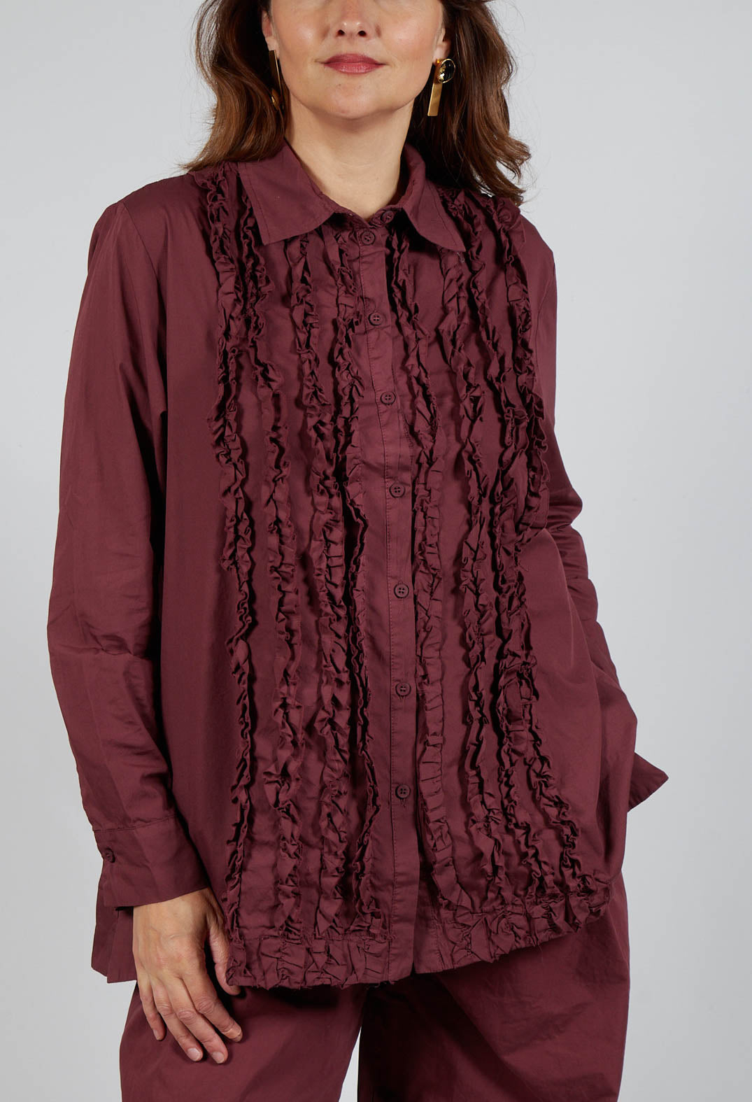 Ruffle Shirt in Intense Rust