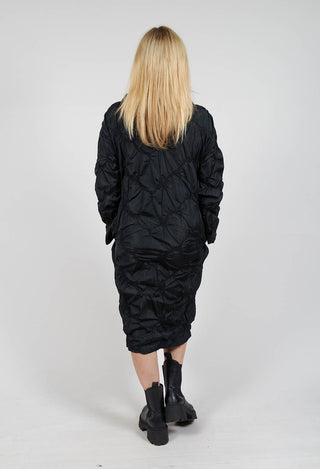 Ruffled Taffeta Dress in Black