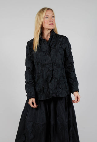 Ruffled Taffeta Jacket in Black